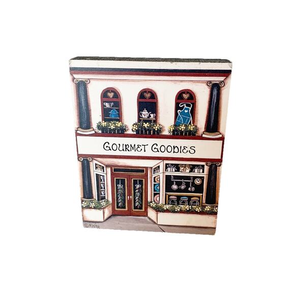 Brandywine Woodcrafts Downtown Houses Gourmet Goodies Shop Shelf Sitter Wood - Picture 1 of 7